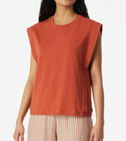 Schiesser pyjamashirt mix + relax sleeveless terracotta dames