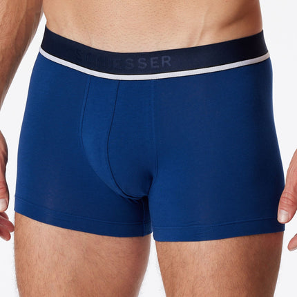 Schiesser short 3 pack 95/5 organic cotton boxer briefs blue / dark blue / black heren 173986-908 Schiesser boxer lot de 3 95/5 organic cotton boxer briefs blue / dark blue / black hommes