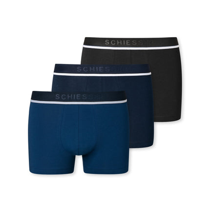 Schiesser short 3 pack 95/5 organic cotton boxer briefs blue / dark blue / black heren 173986-908 Schiesser boxer lot de 3 95/5 organic cotton boxer briefs blue / dark blue / black hommes