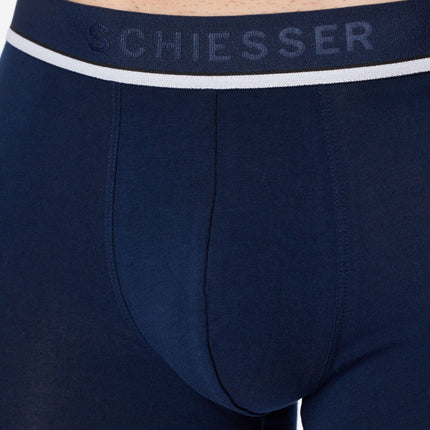 Schiesser short 3 pack 95/5 organic cotton boxer briefs grey / blue / black heren 173986-910 Schiesser boxer lot de 3 95/5 organic cotton boxer briefs grey / blue / black hommes