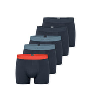 Schiesser short 5 pack 95/5 organic cotton boxer briefs dark blue waistband blue / red / dark blue heren