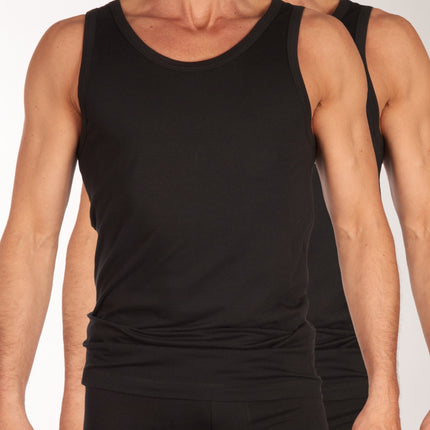 Schiesser singlet 2 pack 95/5 organic cotton undershirts black heren 176038-000 Schiesser débardeur lot de 2 95/5 organic cotton undershirts black hommes
