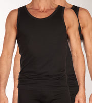 Schiesser débardeur lot de 2 95/5 organic cotton undershirts black hommes