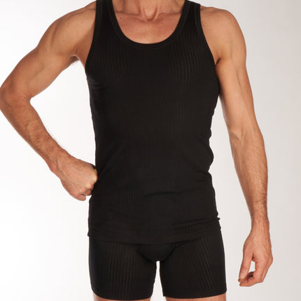 Schiesser singlet 2 pack authentic 4-1 rib undershirts black heren 103401-000 Schiesser débardeur lot de 2 authentic 4-1 rib undershirts black hommes
