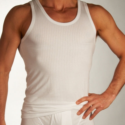 Schiesser singlet 2 pack authentic 4-1 rib undershirts white heren 103401-100 Schiesser débardeur lot de 2 authentic 4-1 rib undershirts white hommes
