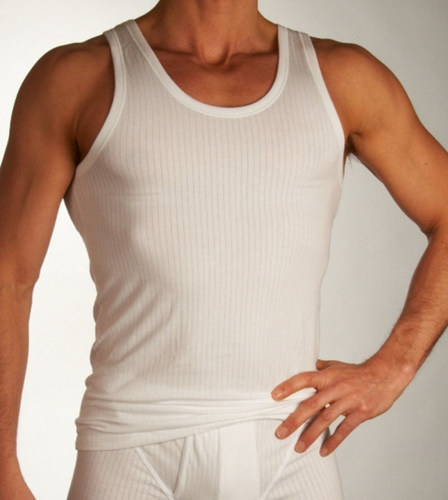 Schiesser singlet 2 pack authentic 4-1 rib undershirts white heren 103401-100 Schiesser débardeur lot de 2 authentic 4-1 rib undershirts white hommes
