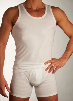 Schiesser singlet 2 pack authentic 4-1 rib undershirts white heren 103401-100 Schiesser débardeur lot de 2 authentic 4-1 rib undershirts white hommes
