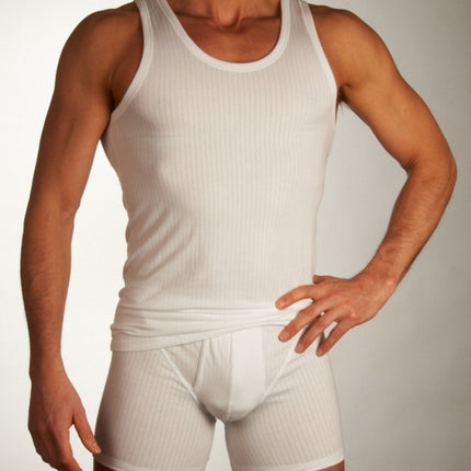 Schiesser singlet 2 pack authentic 4-1 rib undershirts white heren 103401-100 Schiesser débardeur lot de 2 authentic 4-1 rib undershirts white hommes
