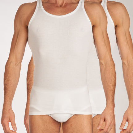 Schiesser singlet 2 pack original classics 2-2 rib undershirts white heren 005051-100 Schiesser débardeur lot de 2 original classics 2-2 rib undershirts white hommes
