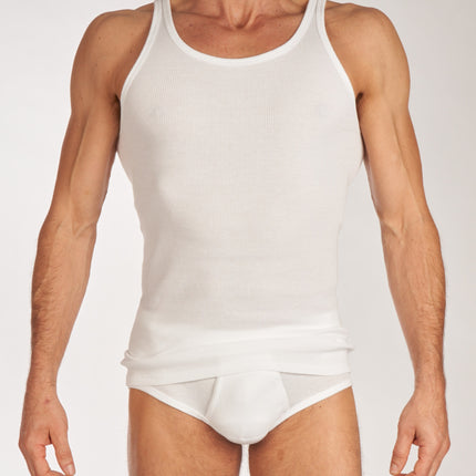 Schiesser singlet 2 pack original classics 2-2 rib undershirts white heren 005051-100 Schiesser débardeur lot de 2 original classics 2-2 rib undershirts white hommes
