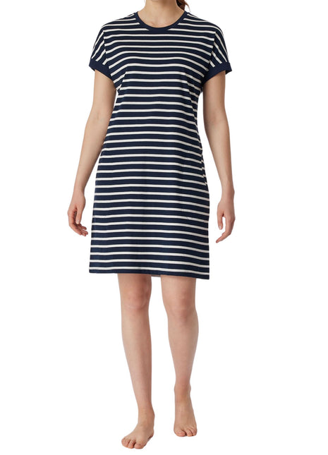 Schiesser slaapkleedje casual essentials midnight blue dames 181251-804 Schiesser robe de nuit casual essentials midnight blue femmes