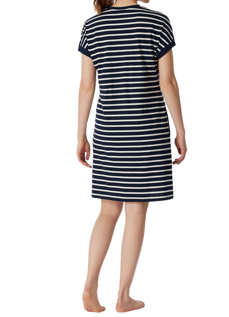 Schiesser slaapkleedje casual essentials midnight blue dames 181251-804 Schiesser robe de nuit casual essentials midnight blue femmes