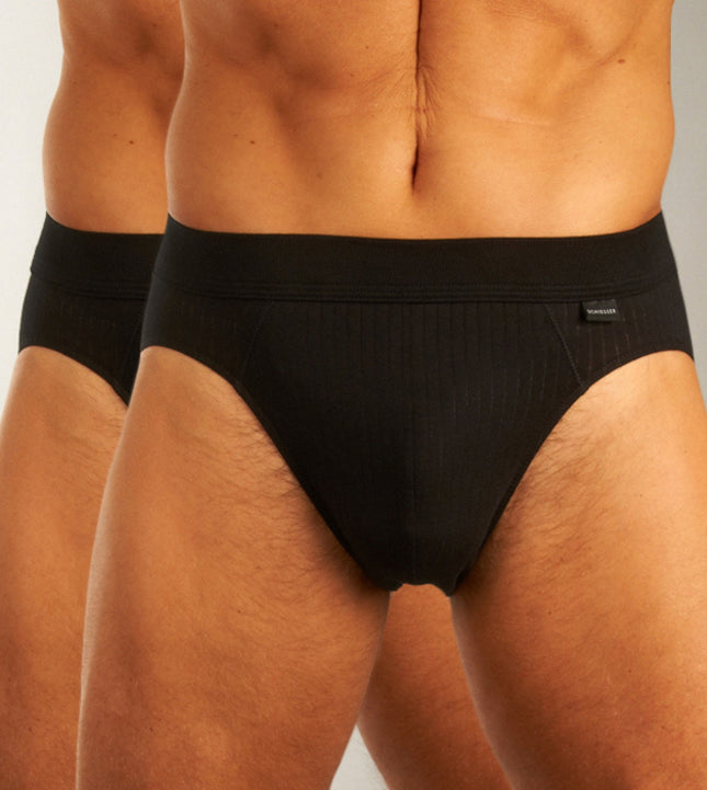 Schiesser slip 2 pack authentic 4-1 rib rio briefs black heren 105984-000 Schiesser slip lot de 2 authentic 4-1 rib rio briefs black hommes

