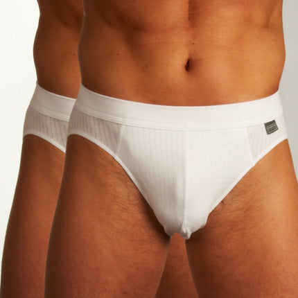 Schiesser slip 2 pack authentic 4-1 rib rio briefs white heren 105984-100 Schiesser slip lot de 2 authentic 4-1 rib rio briefs white hommes
