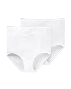 Schiesser slip 2 pack cotton essentials maxi pants with embroidery white dames 145241-100 Schiesser slip lot de 2 cotton essentials maxi pants with embroidery white femmes