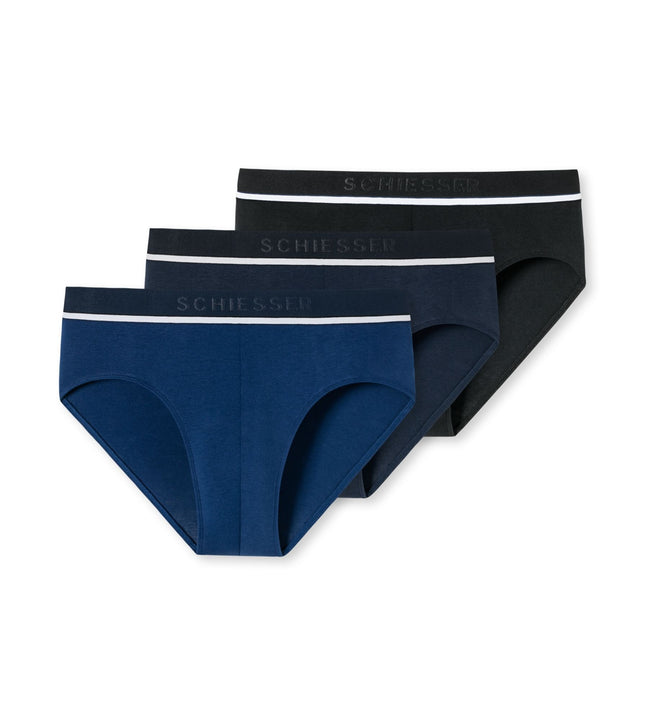 Schiesser slip 3 pack 95/5 organic cotton rio briefs blue / dark blue / black heren 179571-908 Schiesser slip lot de 3 95/5 organic cotton rio briefs blue / dark blue / black hommes