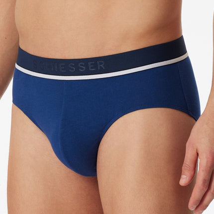 Schiesser slip 3 pack 95/5 organic cotton rio briefs blue / dark blue / black heren 179571-908 Schiesser slip lot de 3 95/5 organic cotton rio briefs blue / dark blue / black hommes