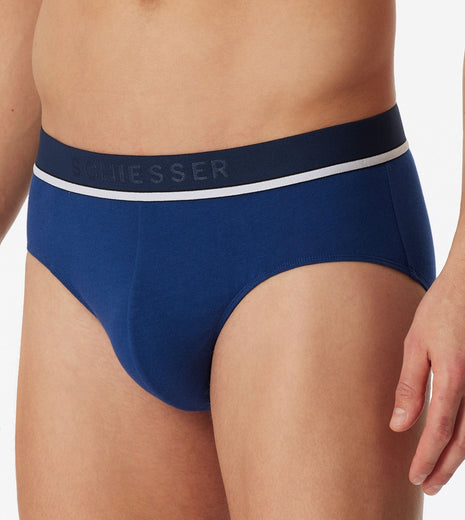 Schiesser slip 3 pack 95/5 organic cotton rio briefs blue / dark blue / black heren 179571-908 Schiesser slip lot de 3 95/5 organic cotton rio briefs blue / dark blue / black hommes