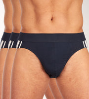 Schiesser slip 3 pack 95/5 organic cotton rio briefs stripe dark blue heren