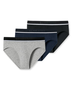 Schiesser slip 3 pack 95/5 organic cotton rio briefs grey / blue / black heren 179571-910 Schiesser slip lot de 3 95/5 organic cotton rio briefs grey / blue / black hommes