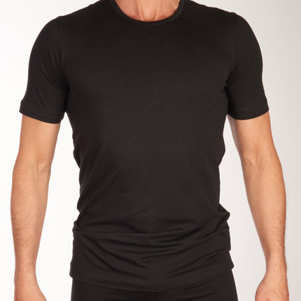 Schiesser t-shirt ronde hals 2 pack 95/5 organic cotton shirts black heren 174997-000 Schiesser t-shirt col rond lot de 2 95/5 organic cotton shirts black hommes
