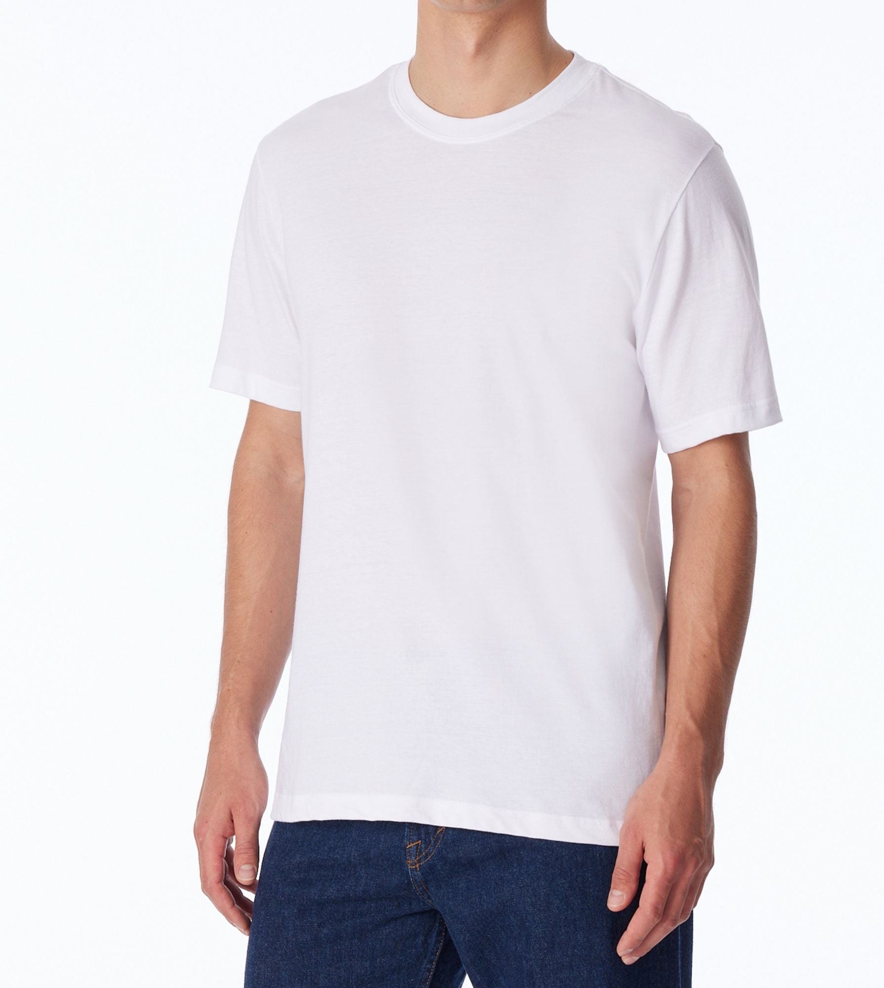 Schiesser Men's 4-Pack Crew Neck T-Shirts - Soft Everyday Basic Tees, White, Size S - View #6