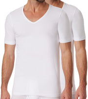 Schiesser t-shirt v-hals 2 pack 95/5 organic cotton shirts white heren