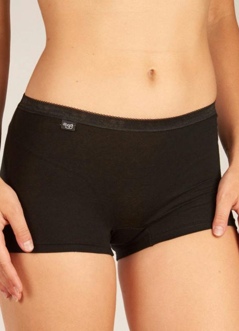 Sloggi short basic+ cotton black dames 10189218-0004 Sloggi shorty basic+ cotton black femmes