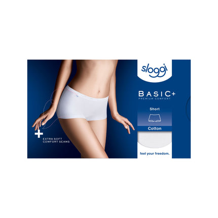 Sloggi short basic+ cotton white dames 10189218-0003 Sloggi shorty basic+ cotton white femmes