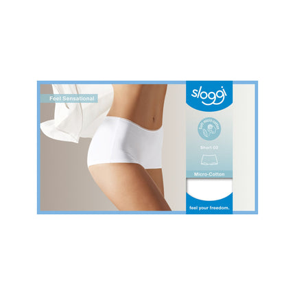 Sloggi short feel sensational white dames 10151218-0003 Sloggi shorty feel sensational white femmes