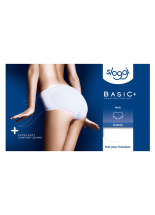 Sloggi slip basic+ midi cotton white dames 10005038-0003 Sloggi slip basic+ midi cotton white femmes