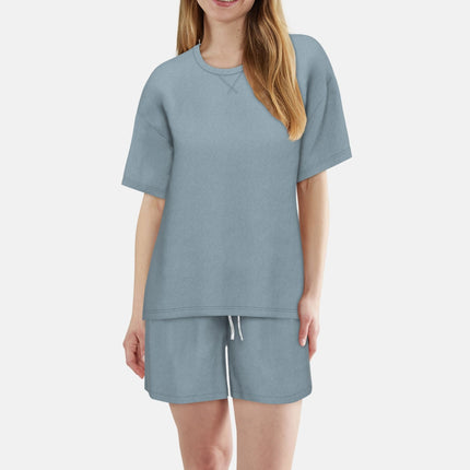 Tom Tailor pyjama korte broek aberdeen blue dames 60410-6562-621 Tom Tailor pyjama pantalon court aberdeen blue femmes