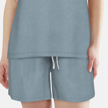 Tom Tailor pyjama korte broek aberdeen blue dames 60410-6562-621 Tom Tailor pyjama pantalon court aberdeen blue femmes