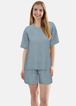 Tom Tailor pyjama korte broek aberdeen blue dames 60410-6562-621 Tom Tailor pyjama pantalon court aberdeen blue femmes