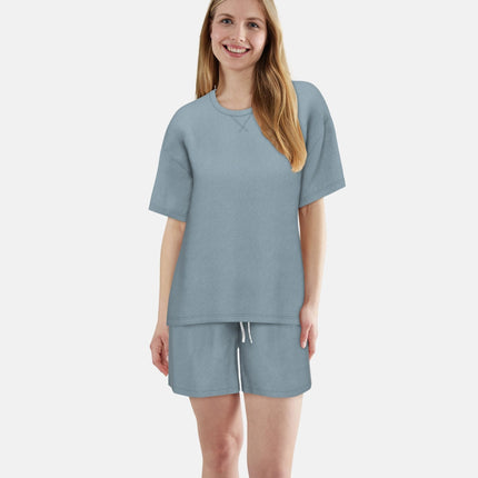 Tom Tailor pyjama korte broek aberdeen blue dames 60410-6562-621 Tom Tailor pyjama pantalon court aberdeen blue femmes