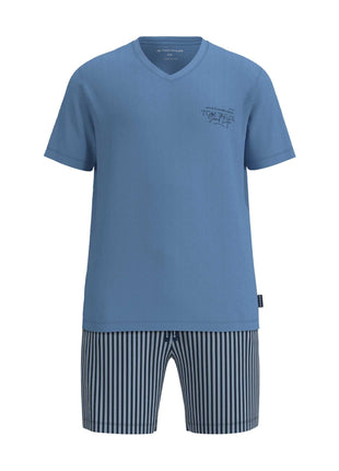 Tom Tailor pyjama korte broek ayr blue heren 71494-4009-623 Tom Tailor pyjama pantalon court ayr blue hommes