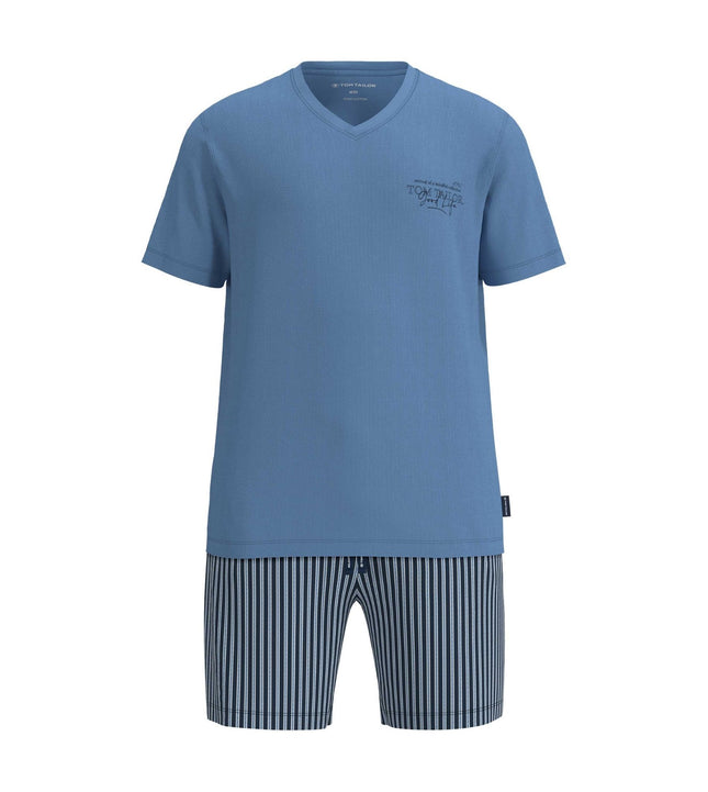 Tom Tailor pyjama korte broek ayr blue heren 71494-4009-623 Tom Tailor pyjama pantalon court ayr blue hommes