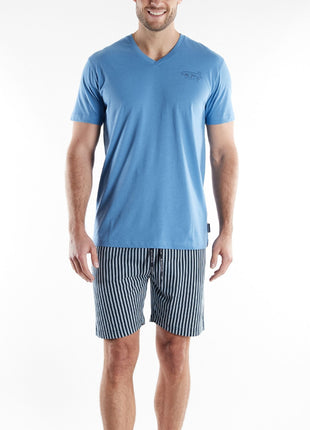 Tom Tailor pyjama korte broek ayr blue heren 71494-4009-623 Tom Tailor pyjama pantalon court ayr blue hommes