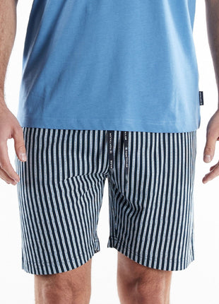 Tom Tailor pyjama korte broek ayr blue heren 71494-4009-623 Tom Tailor pyjama pantalon court ayr blue hommes