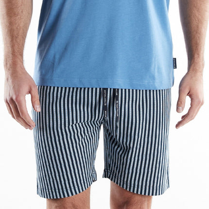 Tom Tailor pyjama korte broek ayr blue heren 71494-4009-623 Tom Tailor pyjama pantalon court ayr blue hommes