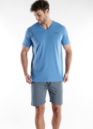 Tom Tailor pyjama korte broek ayr blue heren 71494-4009-623 Tom Tailor pyjama pantalon court ayr blue hommes