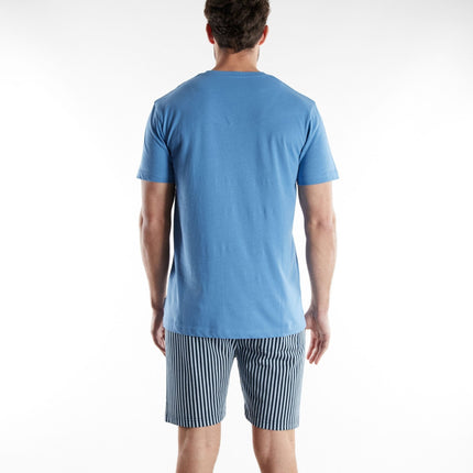 Tom Tailor pyjama korte broek ayr blue heren 71494-4009-623 Tom Tailor pyjama pantalon court ayr blue hommes