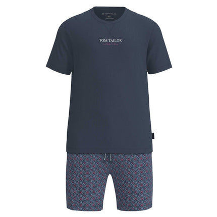 Tom Tailor pyjama korte broek ayr flower blue heren 71497-4009-625 Tom Tailor pyjama pantalon court ayr flower blue hommes