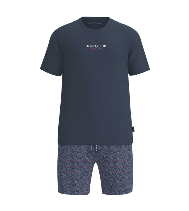 Tom Tailor pyjama korte broek ayr flower blue heren 71497-4009-625 Tom Tailor pyjama pantalon court ayr flower blue hommes