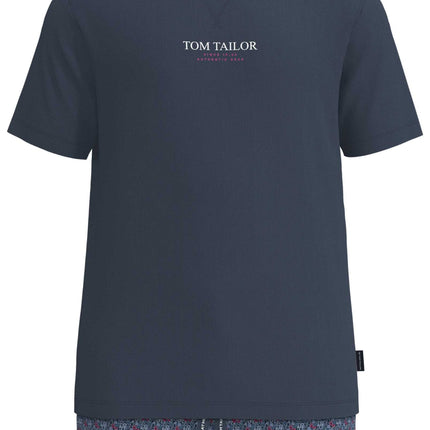 Tom Tailor pyjama korte broek ayr flower blue heren 71497-4009-625 Tom Tailor pyjama pantalon court ayr flower blue hommes