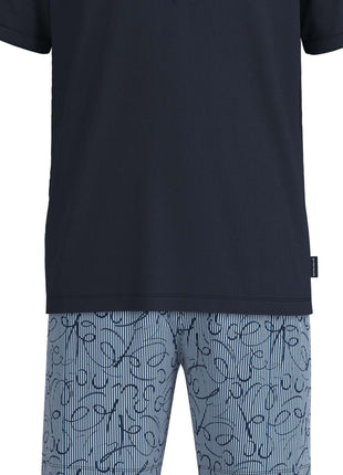 Tom Tailor pyjama korte broek ayr print blue heren 71493-4009-625 Tom Tailor pyjama pantalon court ayr print blue hommes