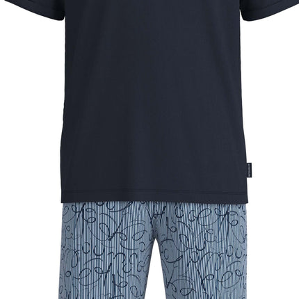 Tom Tailor pyjama korte broek ayr print blue heren 71493-4009-625 Tom Tailor pyjama pantalon court ayr print blue hommes