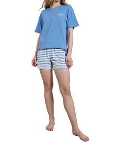 Tom Tailor pyjama korte broek mol blue dames 60229-4009-622 Tom Tailor pyjama pantalon court mol blue femmes