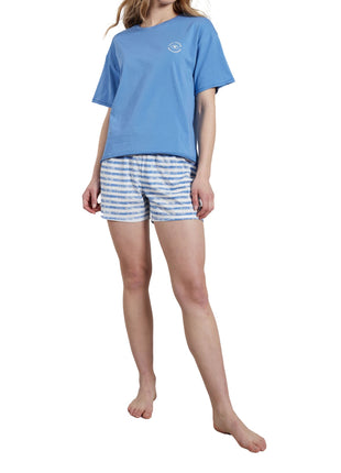 Tom Tailor pyjama korte broek mol blue dames 60229-4009-622 Tom Tailor pyjama pantalon court mol blue femmes