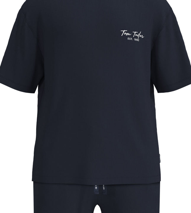 Tom Tailor pyjama korte broek perth blue heren 71481-6594-630 Tom Tailor pyjama pantalon court perth blue hommes